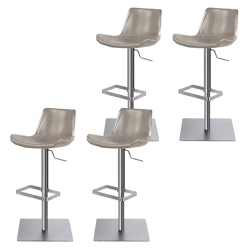 Contemporary Adjustable Height Swivel Leather Bar Stool with Footrest