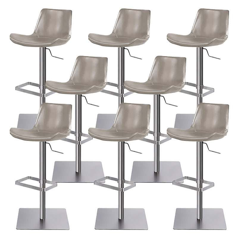 Contemporary Adjustable Height Swivel Leather Bar Stool with Footrest