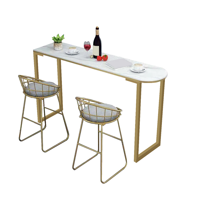 Contemporary Free Form Bar Table with Metal Base for Living Room