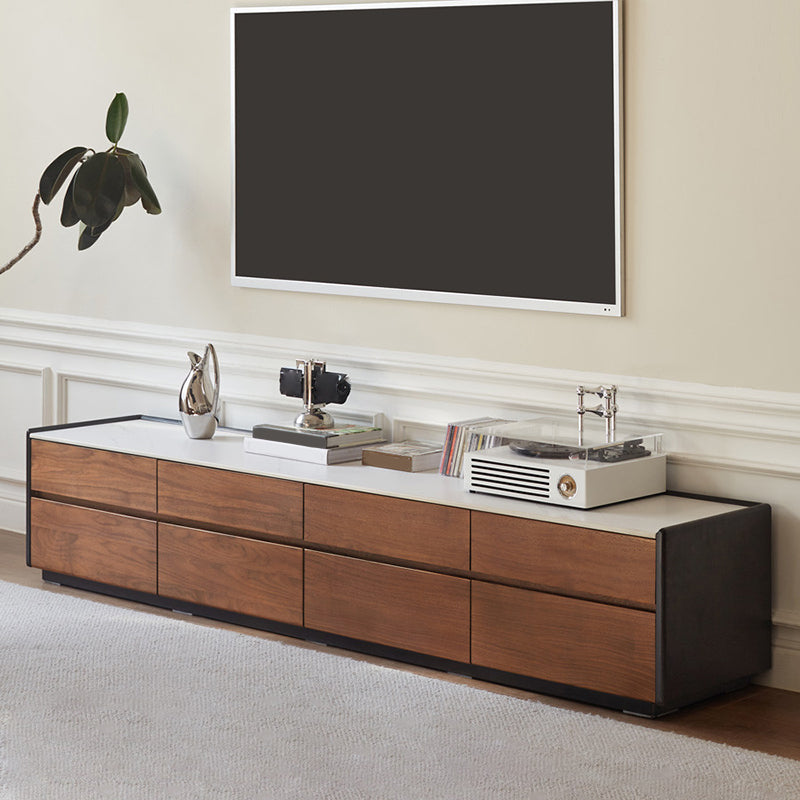 Mid-Century Modern TV Stand Console with Solid Wood Drawer for Living Room