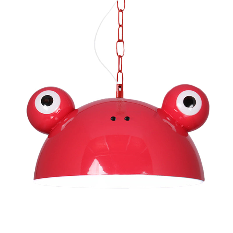 Frog Kindergarten Ceiling Pendant Iron 1 Bulb Kids Style Hanging Lamp Kit in Red/Blue/Green