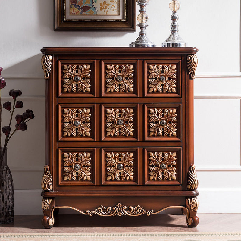 Traditional Wooden Storage Chest Home Vertical Chest with 3 Drawers