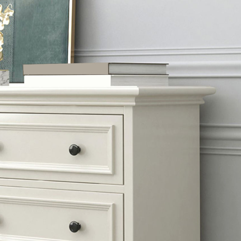 Glam White Wooden Horizontal Storage Chest with Drawers for Home