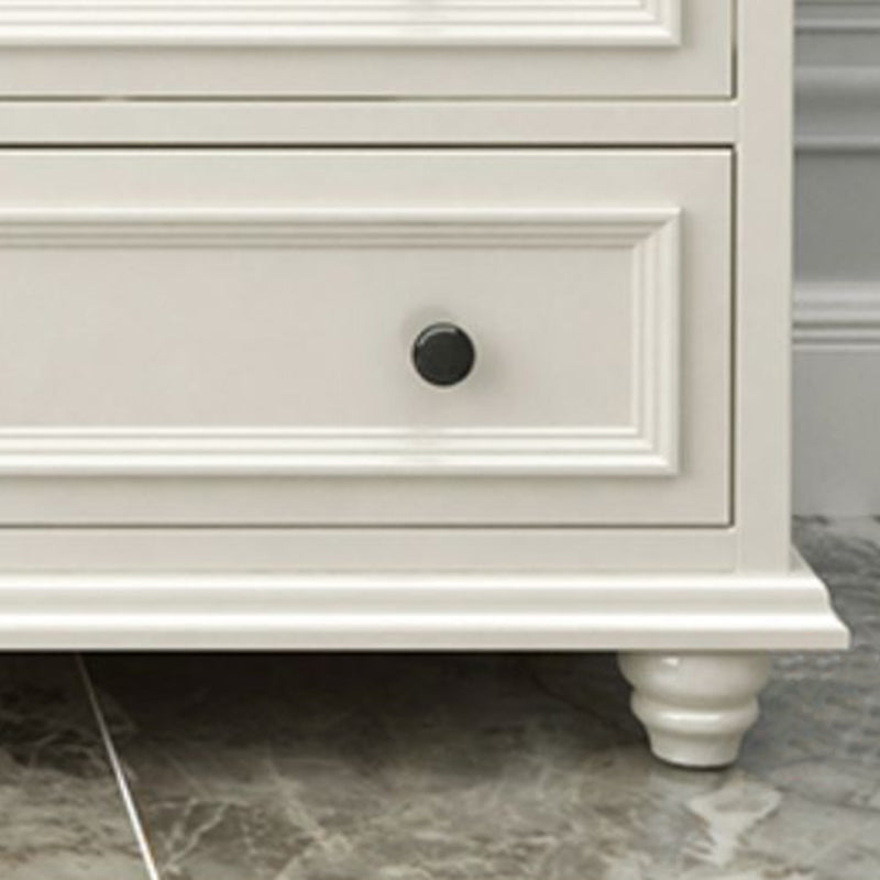 Glam White Wooden Horizontal Storage Chest with Drawers for Home