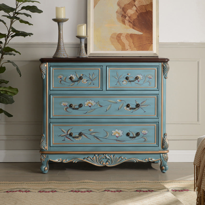 Traditional Style Wooden Storage Chest with Drawers for Bedroom