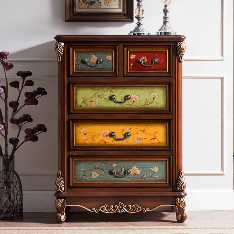 Traditional Style Wooden Storage Chest with Drawers for Bedroom