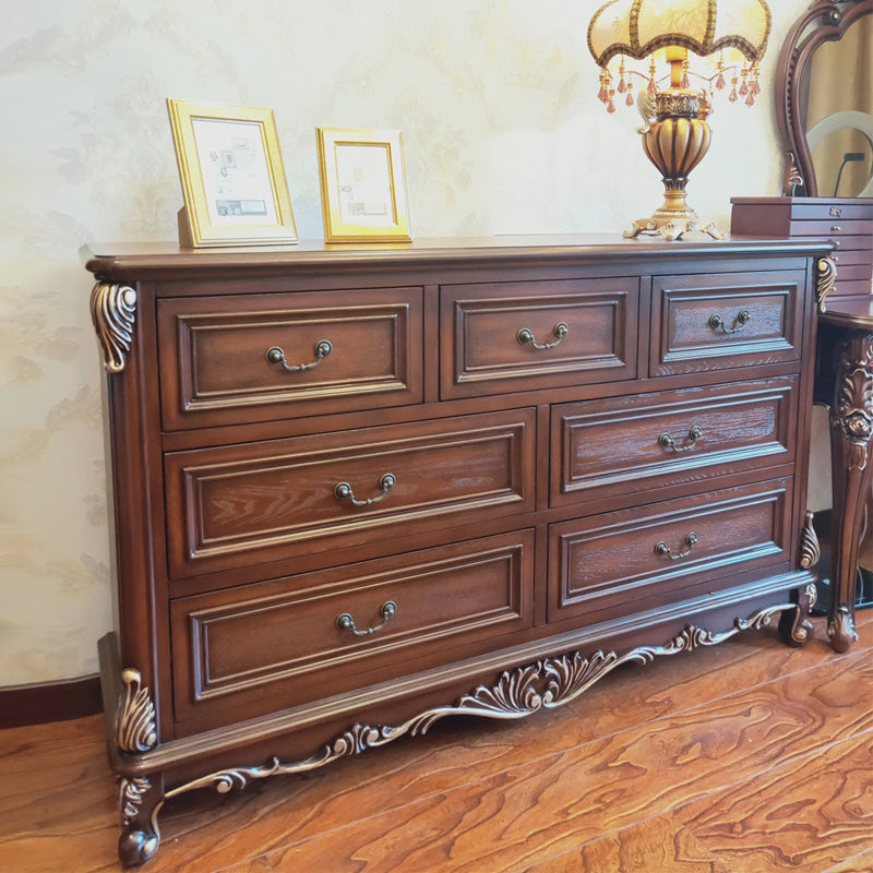 Traditional Style Wooden Storage Chest with Drawers for Bedroom