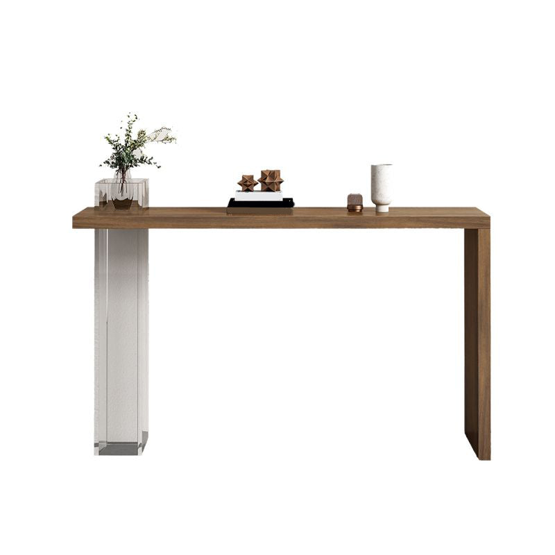 Contemporary Wooden Console Accent Table with Acrylic Bracket for Hall