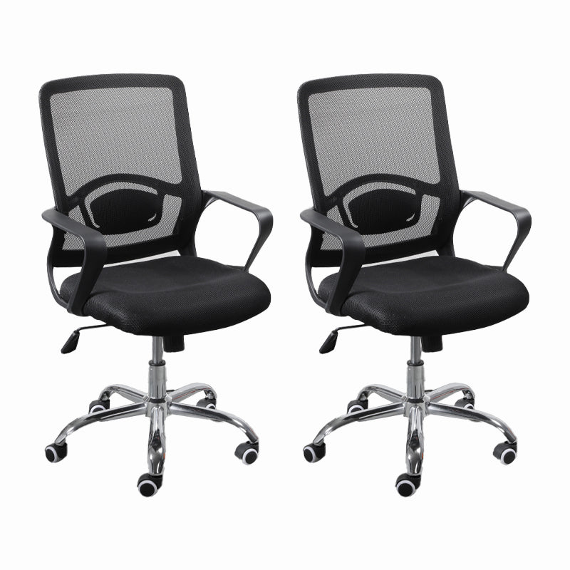 Modern Slide Black Office Chair Adjustable Seat Height Fixed Arms with Wheels