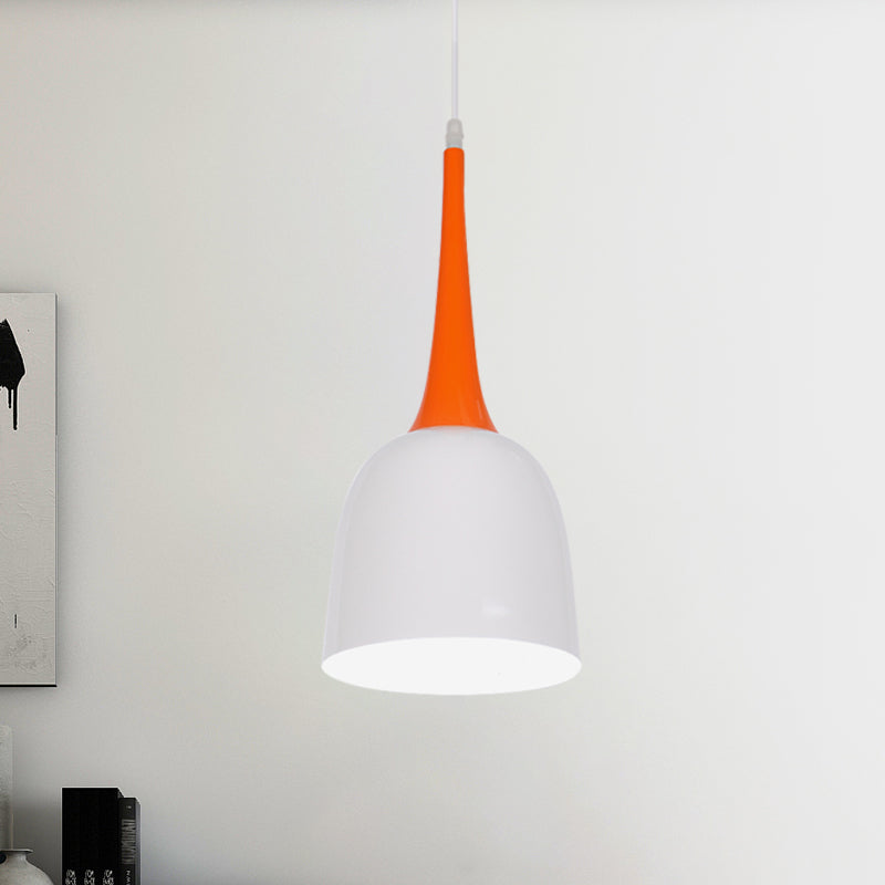 Schwarz/Weiß/Pink Bell -Pendel Lichtmakaron Einen Eisen -Beleuchtung Anhänger mit orange konischer Griff