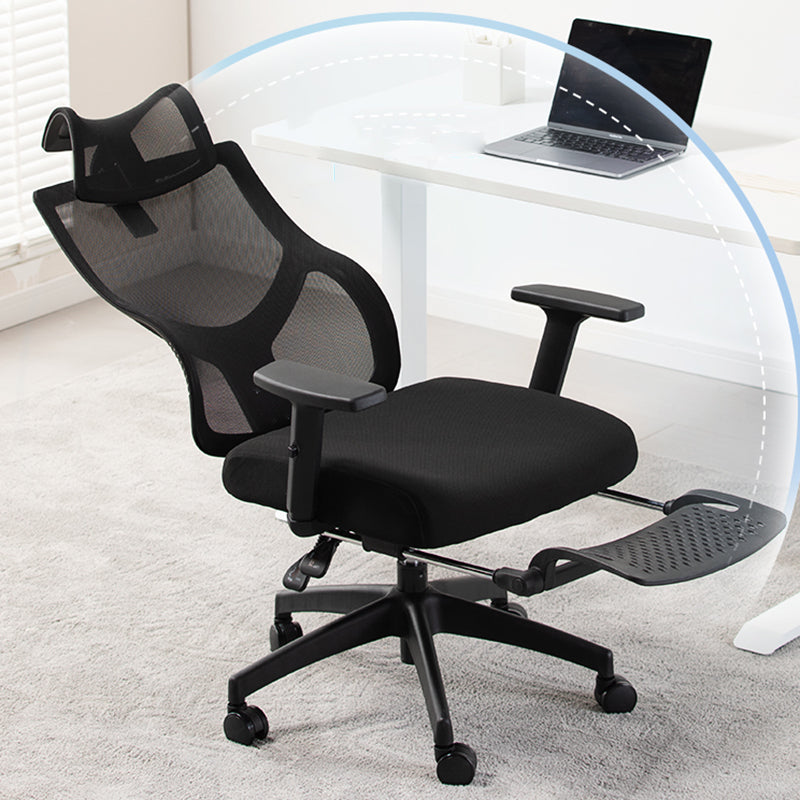 Black Modern Slide Office Chair Adjustable Seat Height Fixed Arms with Wheels