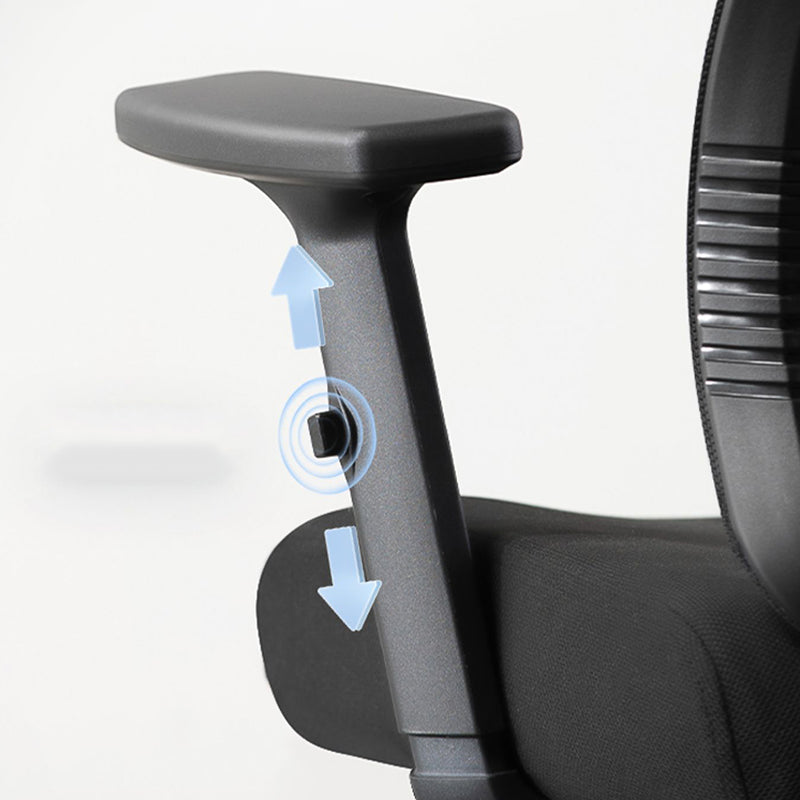 Black Modern Slide Office Chair Adjustable Seat Height Fixed Arms with Wheels