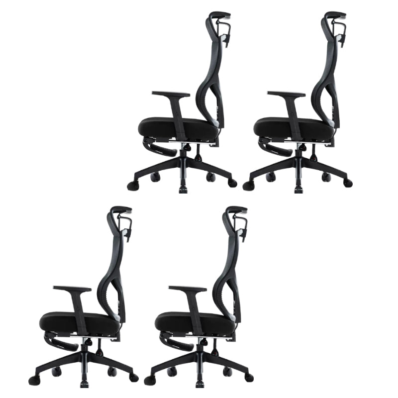 Black Modern Slide Office Chair Adjustable Seat Height Fixed Arms with Wheels