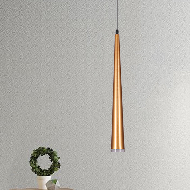 Taps toelopende mini -hangende hanger macaron metaal 1 lamp grijs/wit/rood gesuspendeerde verlichtingsarmatuur over tafel