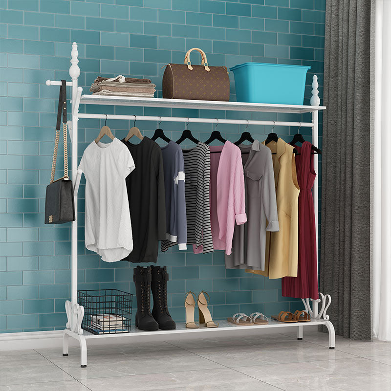 Contemporary Solid Color Coat Hanger Free Standing Coat Rack with Storage Shelving