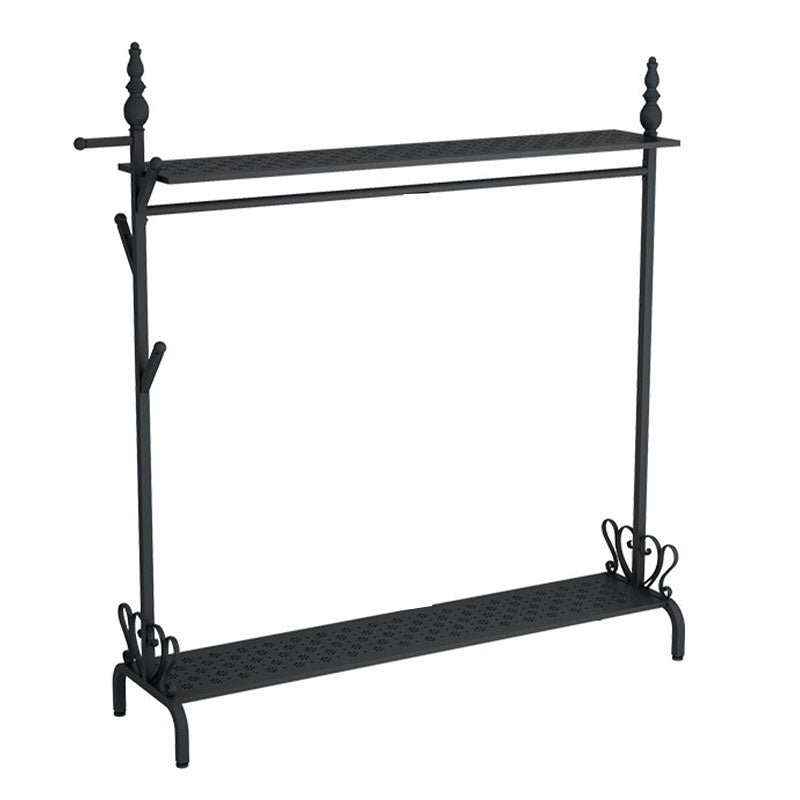 Contemporary Solid Color Coat Hanger Free Standing Coat Rack with Storage Shelving