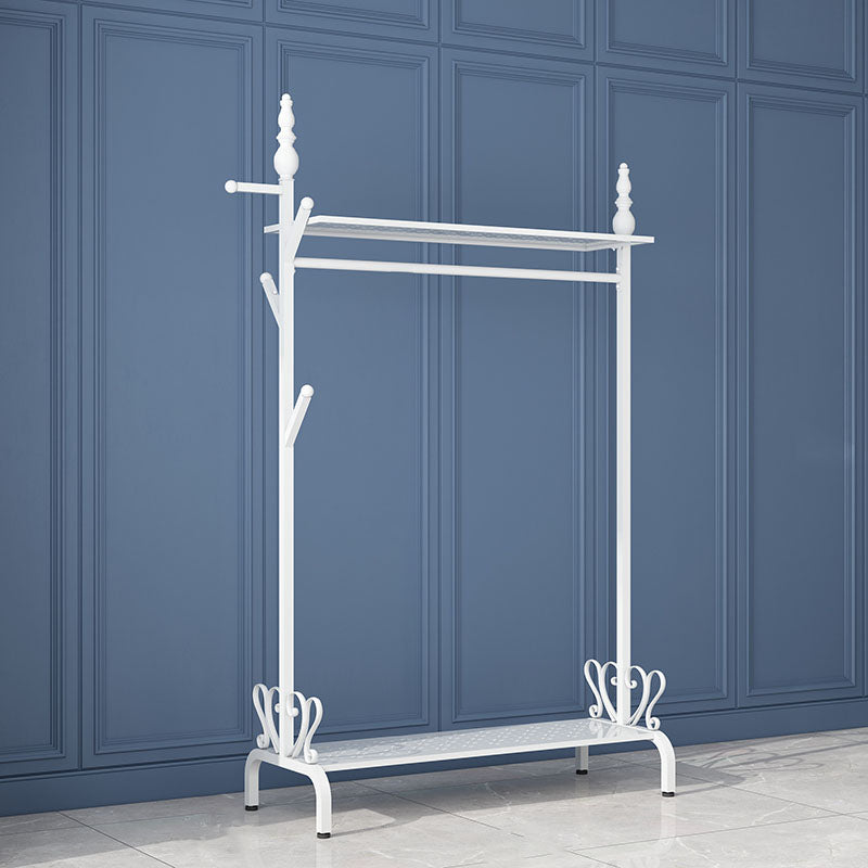 Contemporary Solid Color Coat Hanger Free Standing Coat Rack with Storage Shelving