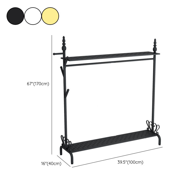 Contemporary Solid Color Coat Hanger Free Standing Coat Rack with Storage Shelving