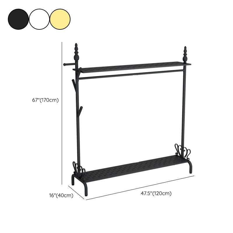 Contemporary Solid Color Coat Hanger Free Standing Coat Rack with Storage Shelving