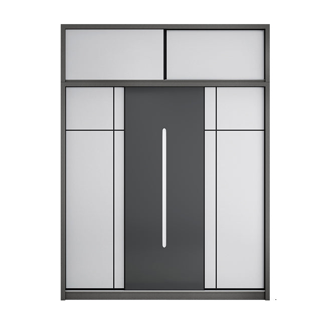 Gray Contemporary Wardrobe Armoire with Drawer Wooden Wardrobe Cabinet