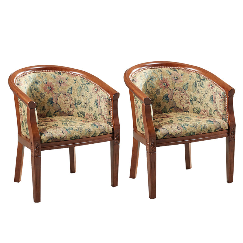 Fabric Arm Chairs Traditional Kitchen Dining Chair with Wood Legs