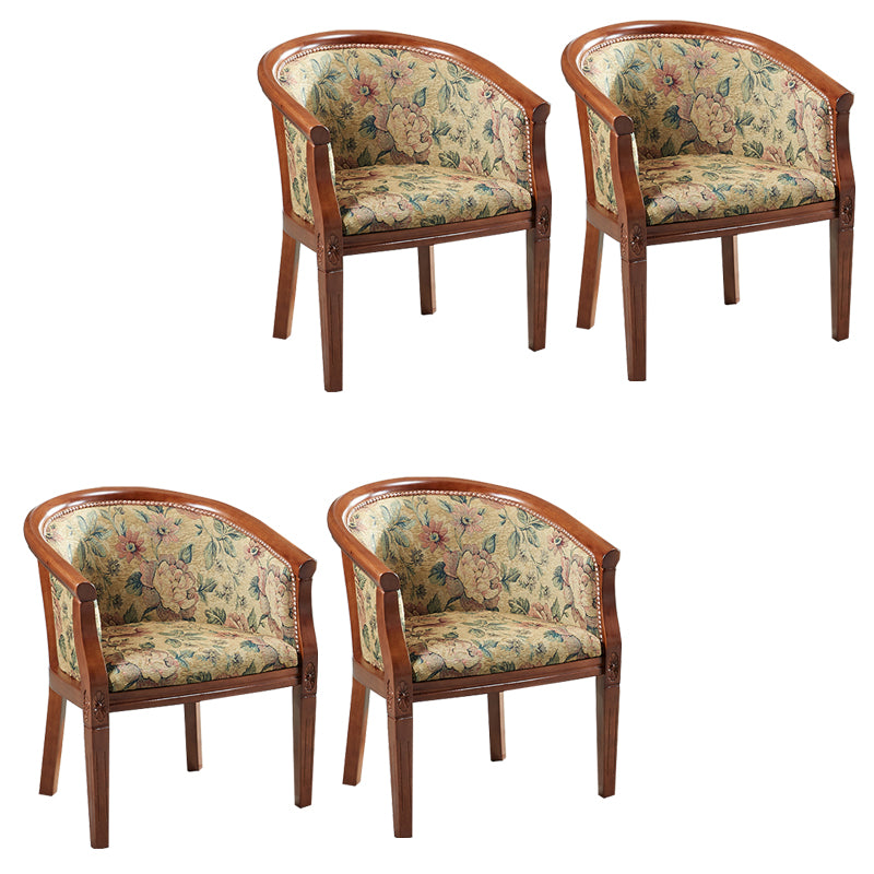 Fabric Arm Chairs Traditional Kitchen Dining Chair with Wood Legs