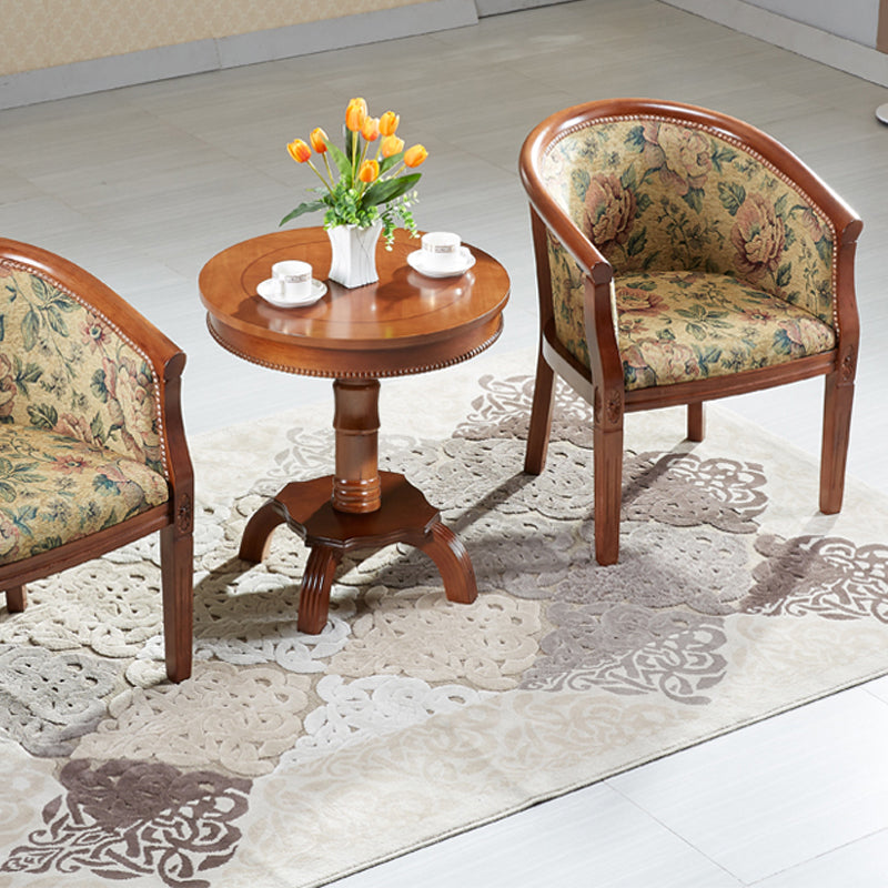 Fabric Arm Chairs Traditional Kitchen Dining Chair with Wood Legs