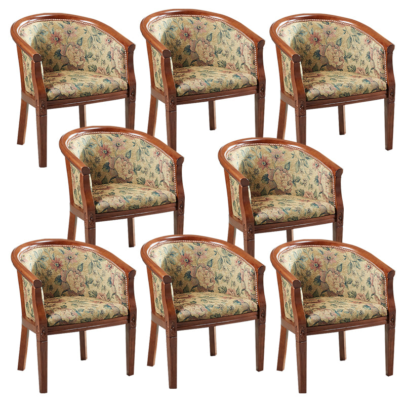 Fabric Arm Chairs Traditional Kitchen Dining Chair with Wood Legs