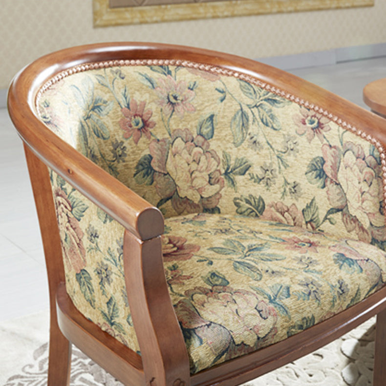 Fabric Arm Chairs Traditional Kitchen Dining Chair with Wood Legs