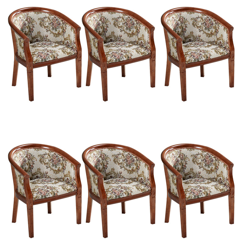 Fabric Arm Chairs Traditional Kitchen Dining Chair with Wood Legs