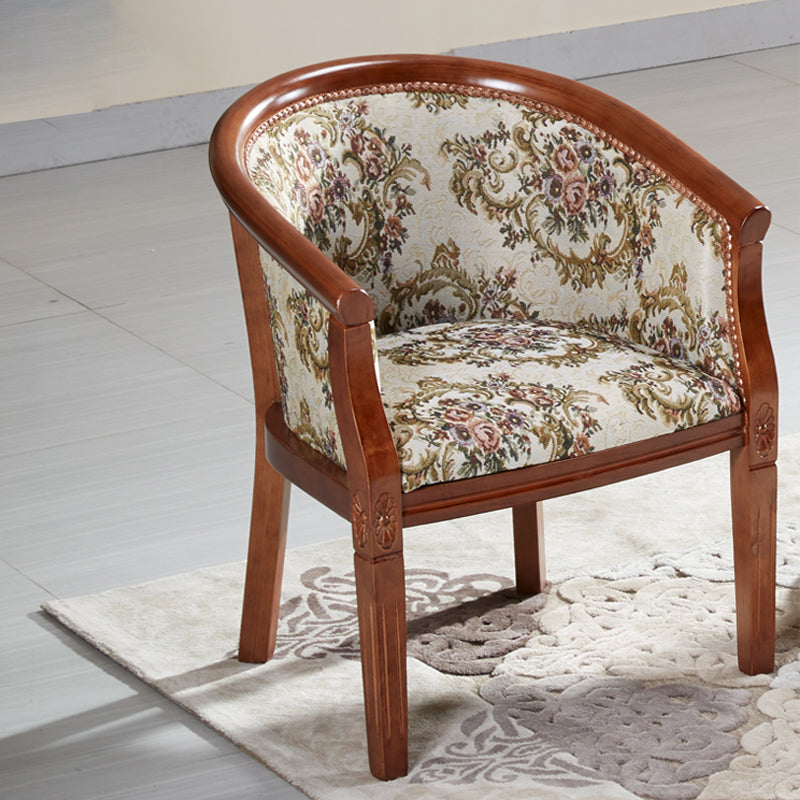 Fabric Arm Chairs Traditional Kitchen Dining Chair with Wood Legs