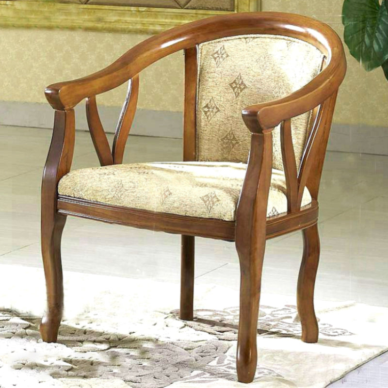 Traditional Style Dining Chair Solid Wood Low Back Arm Chair for Kitchen