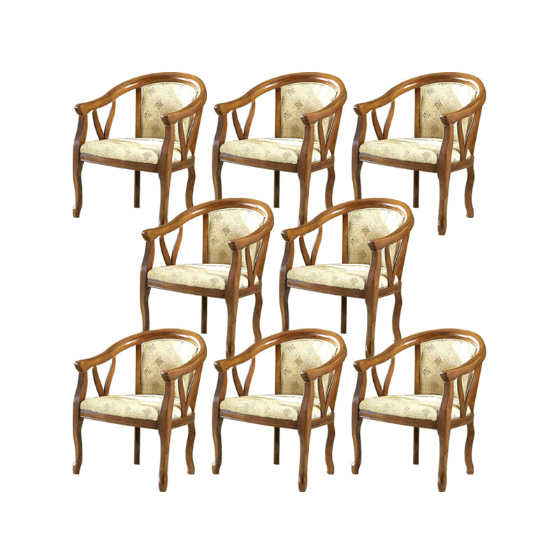 Traditional Style Dining Chair Solid Wood Low Back Arm Chair for Kitchen