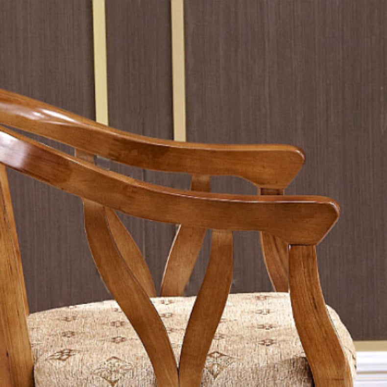 Traditional Style Dining Chair Solid Wood Low Back Arm Chair for Kitchen