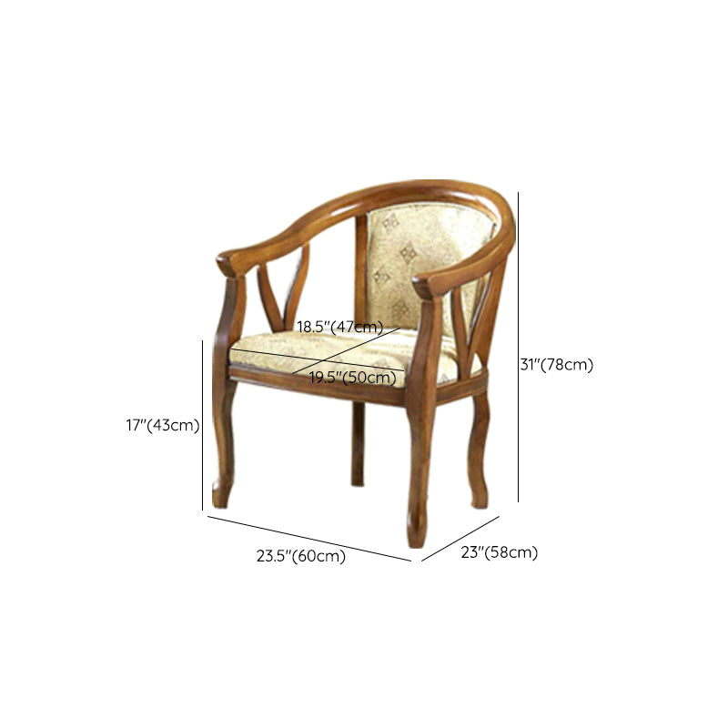 Traditional Style Dining Chair Solid Wood Low Back Arm Chair for Kitchen