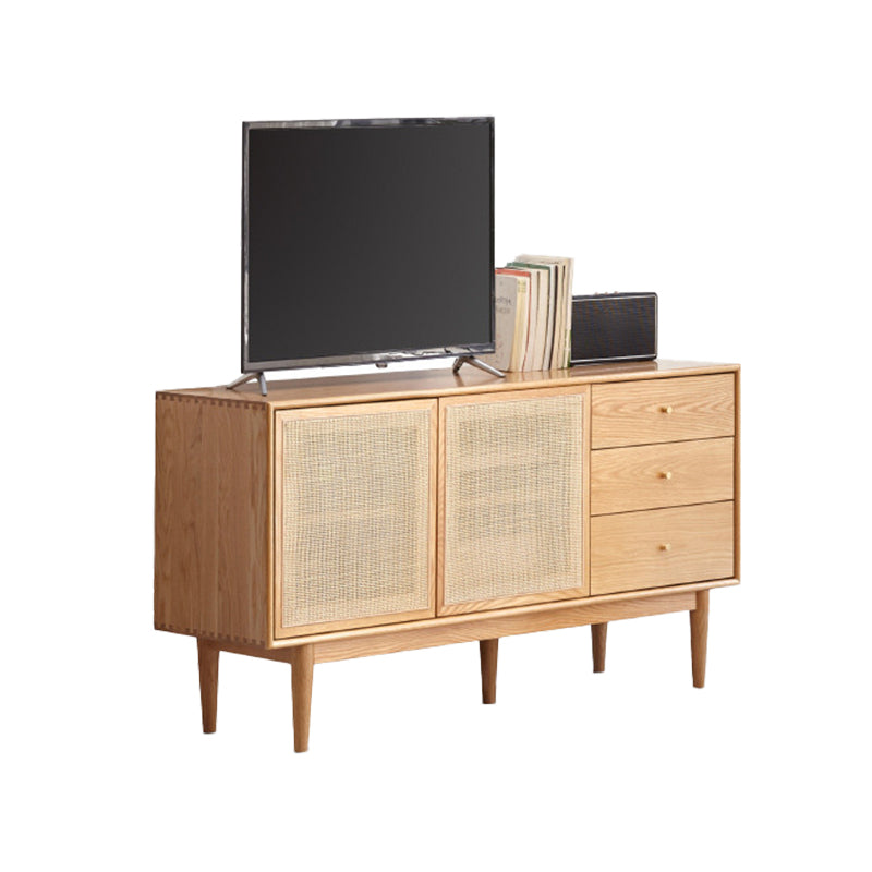 Scandinavian TV Stand Console with Wooden Shelf for Living Room