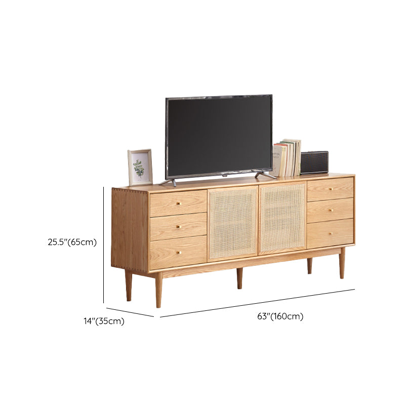 Scandinavian TV Stand Console with Wooden Shelf for Living Room