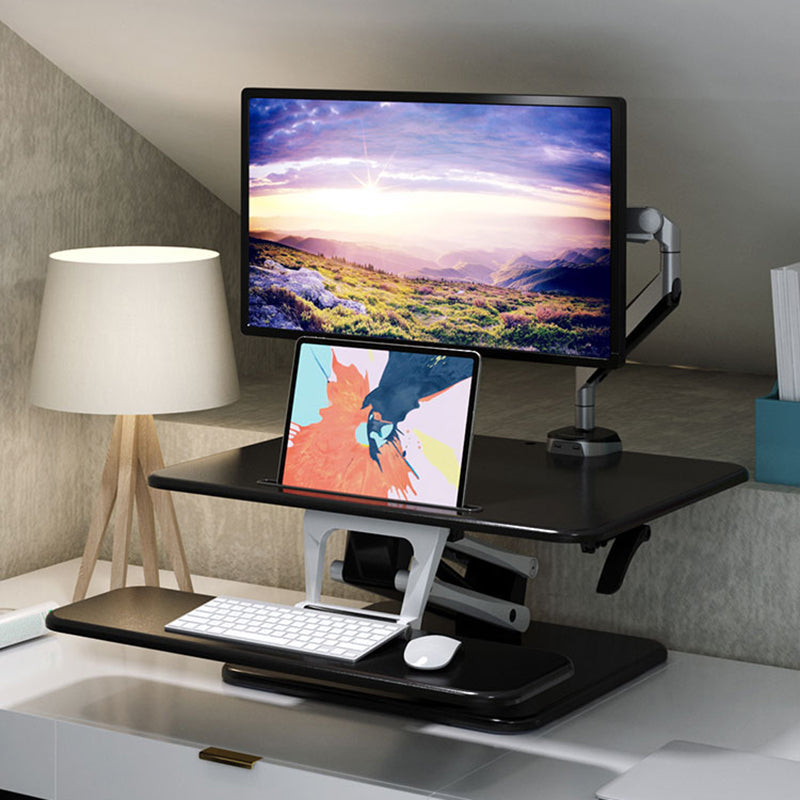 Rectangular Shaped Office Standing Desk Converter Wood in Black/White