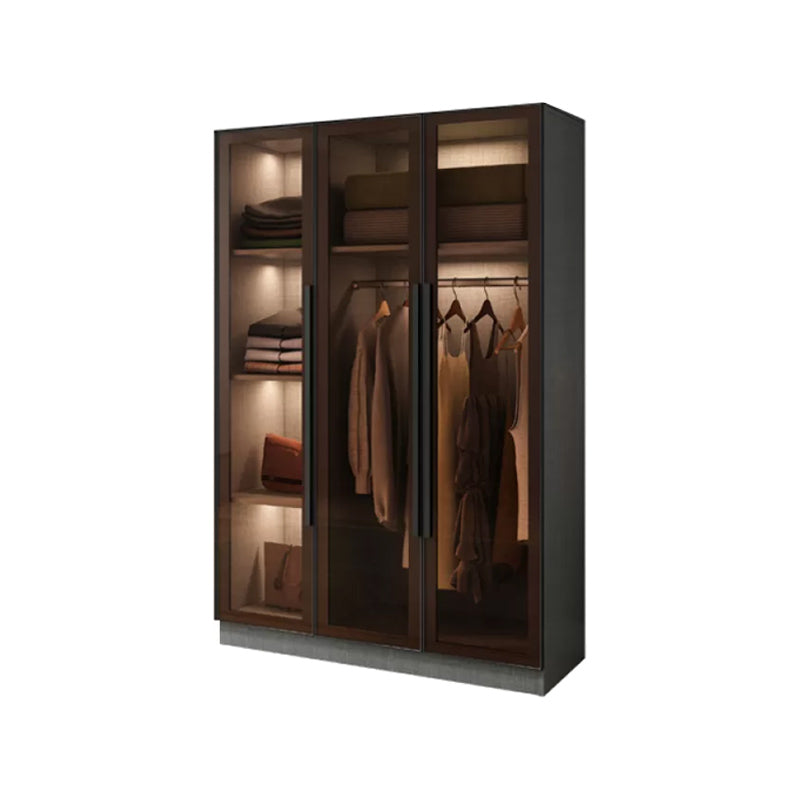Modern Wardrobe Cabinet Glass and Engineered Wood Wardrobe Closet