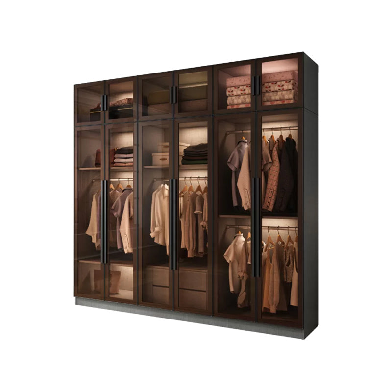 Modern Wardrobe Cabinet Glass and Engineered Wood Wardrobe Closet