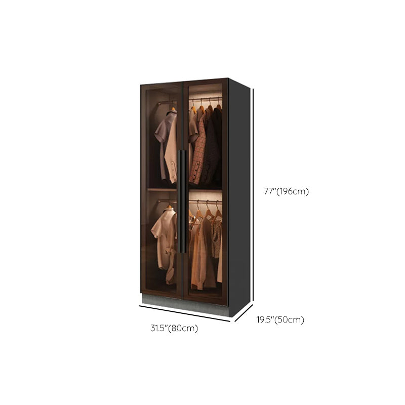 Modern Wardrobe Cabinet Glass and Engineered Wood Wardrobe Closet