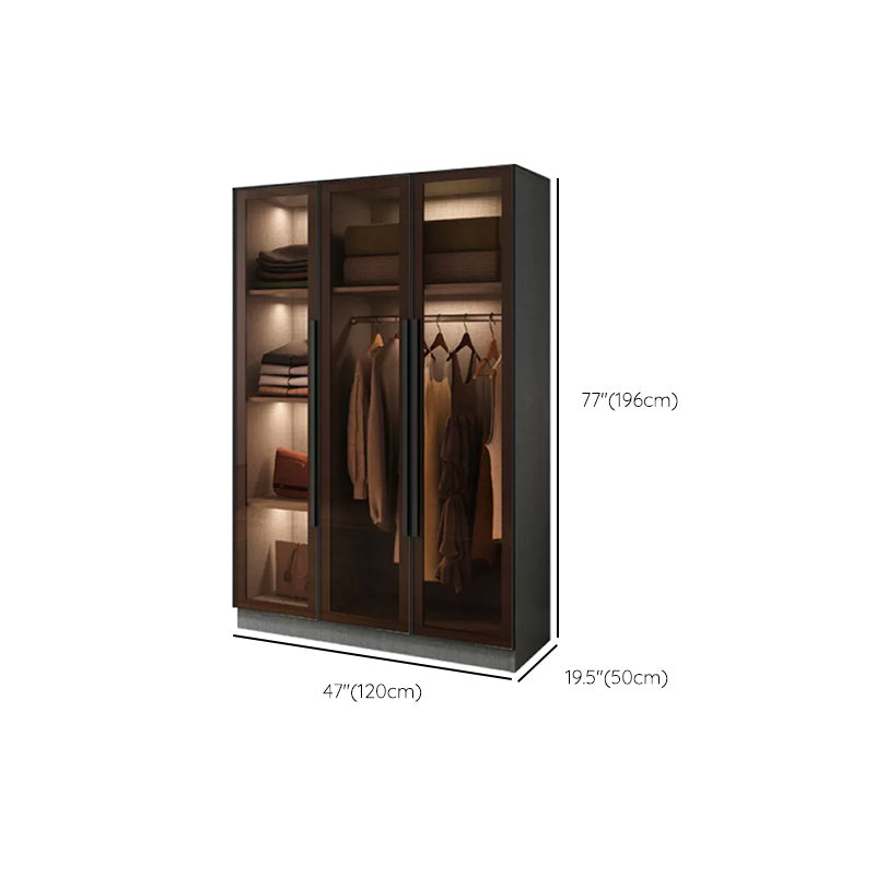 Modern Wardrobe Cabinet Glass and Engineered Wood Wardrobe Closet