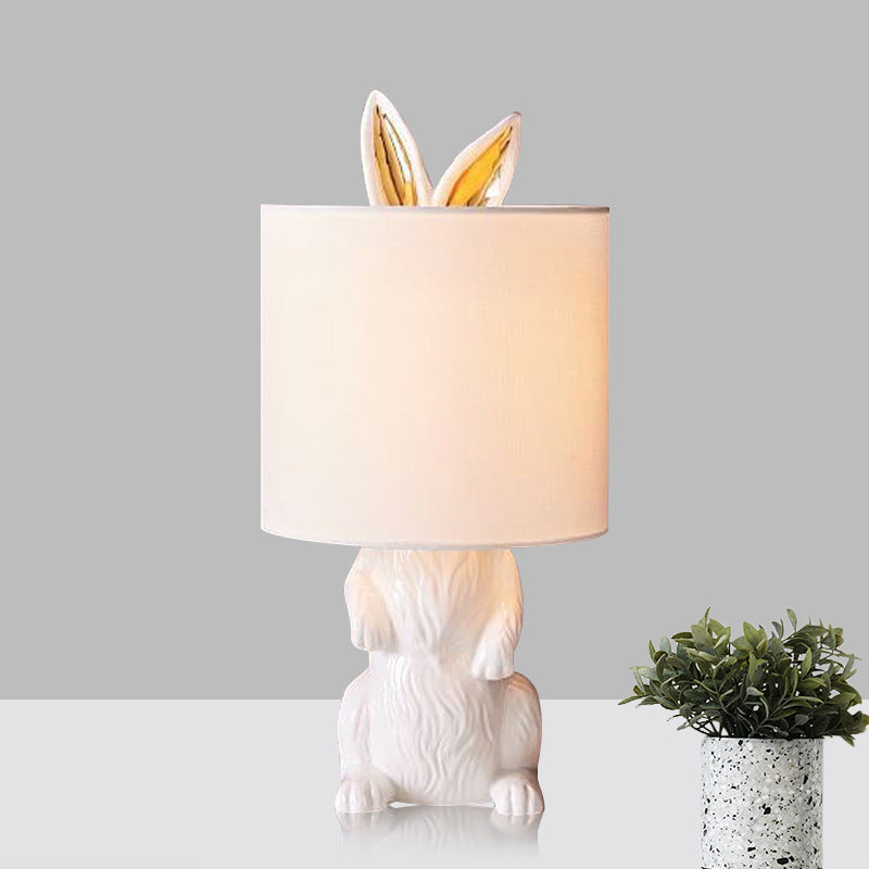 Tavolo a forma di coniglio in resina leggera stile da comodino a 1 lucciola lampada notturna in bianco