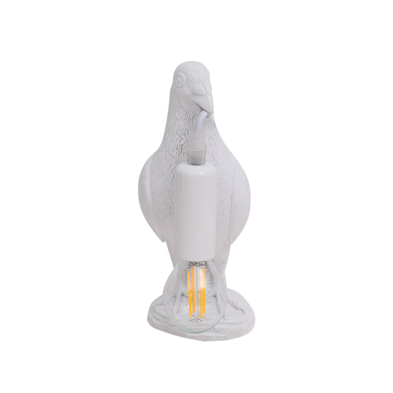 Nordic Style Bird Shaped Desk Light 1 Light Resin Night Table Lamp in White/Black for Bedroom