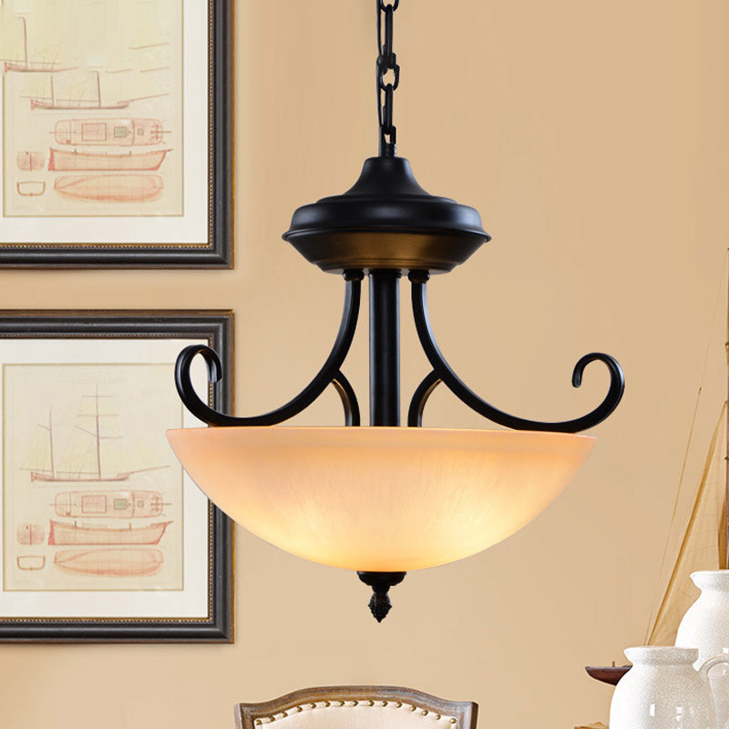 Lampada il lampadario a cupola nera tradizionale tradizionale corridoio a 3 teste a sospensione lampada a sospensione