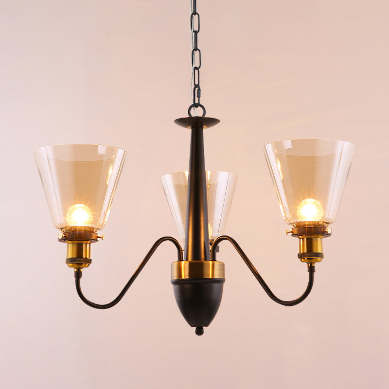 3/5 lampadine cono su lampada lampada lampadina vintage in vetro nera e oro.
