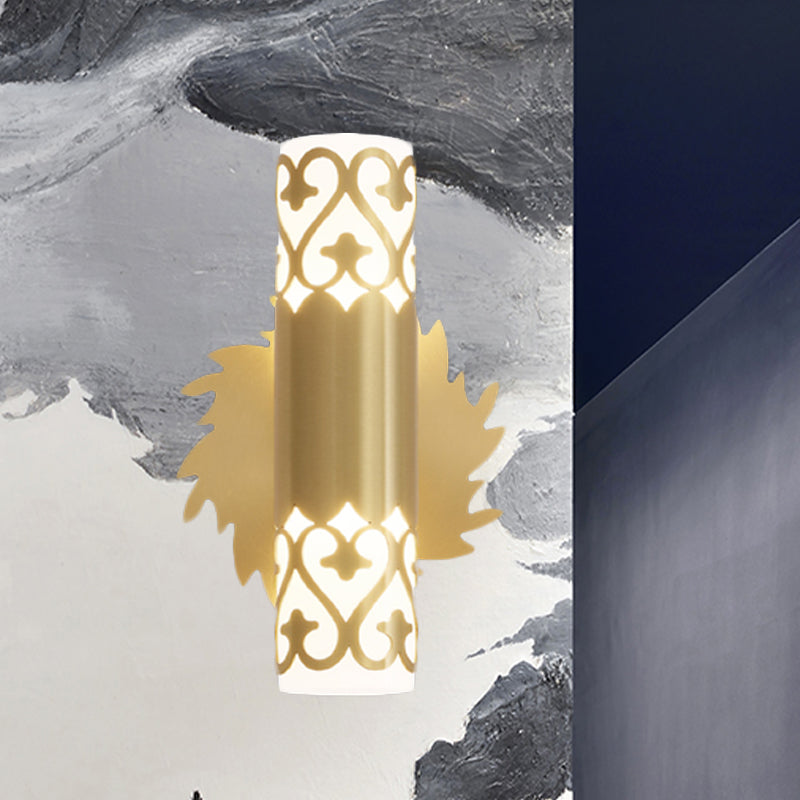 Cylinder Bedside Wall Light Sconce Contemporary Metal LED Brass Wall Lamp Fixture