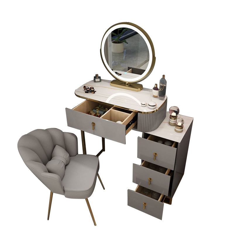 Metallic Glam Bedroom Lighted Mirror 4 Drawer Vanity Dressing Table