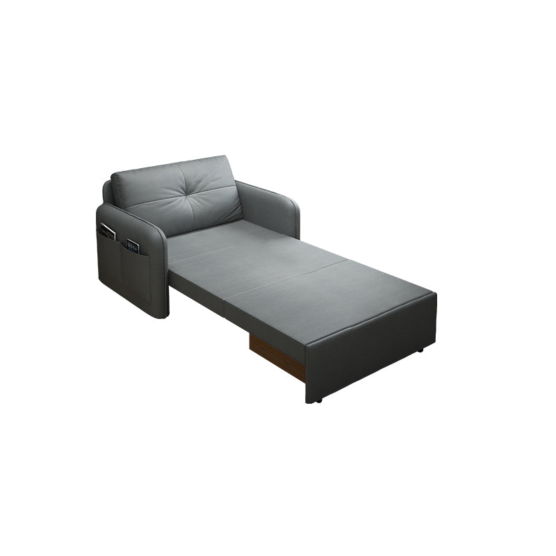 Foldable Faux leather Sleeper Sofa with Storage 35.43" High Gray