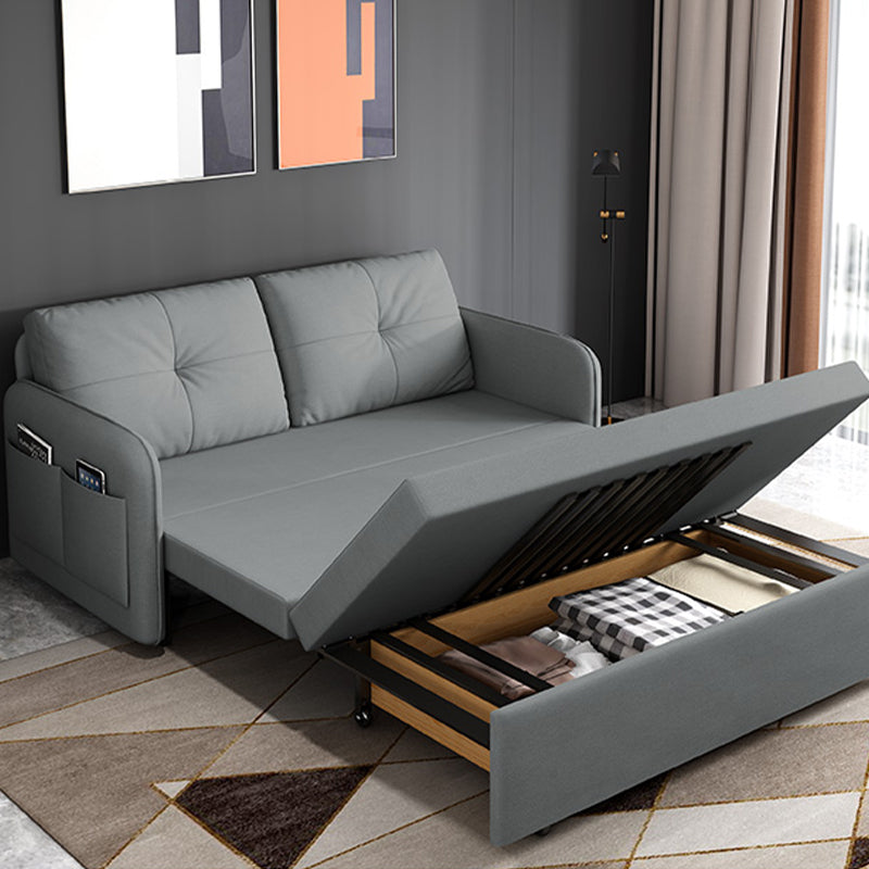 Foldable Faux leather Sleeper Sofa with Storage 35.43" High Gray